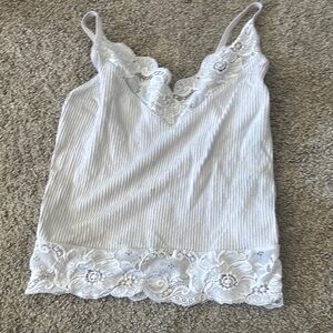 White Lace Trim Cami Top
